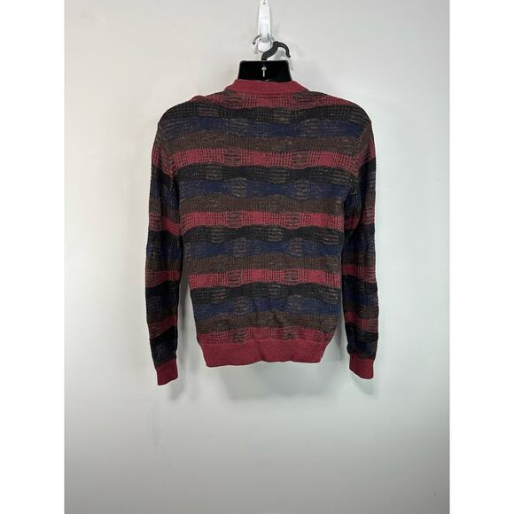 Robert Graham Red Black Wool Blend Cardigan Size Small Striped Knit - Picture 10 of 10